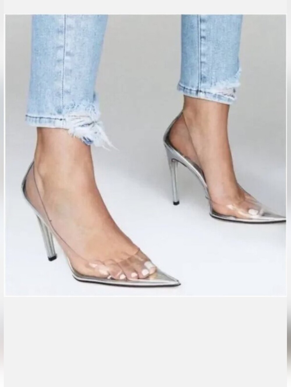 Good American Clear With Silver Accent Pump